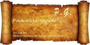 Paukovits Gergő névjegykártya